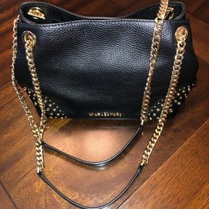 New Michael Kors Black Purse w. Gold Chain